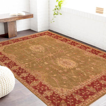 handmade Traditional Kafkaz Chobi Ziegler Olive Green Rust Hand Knotted RECTANGLE 100% WOOL area rug 8 x 10